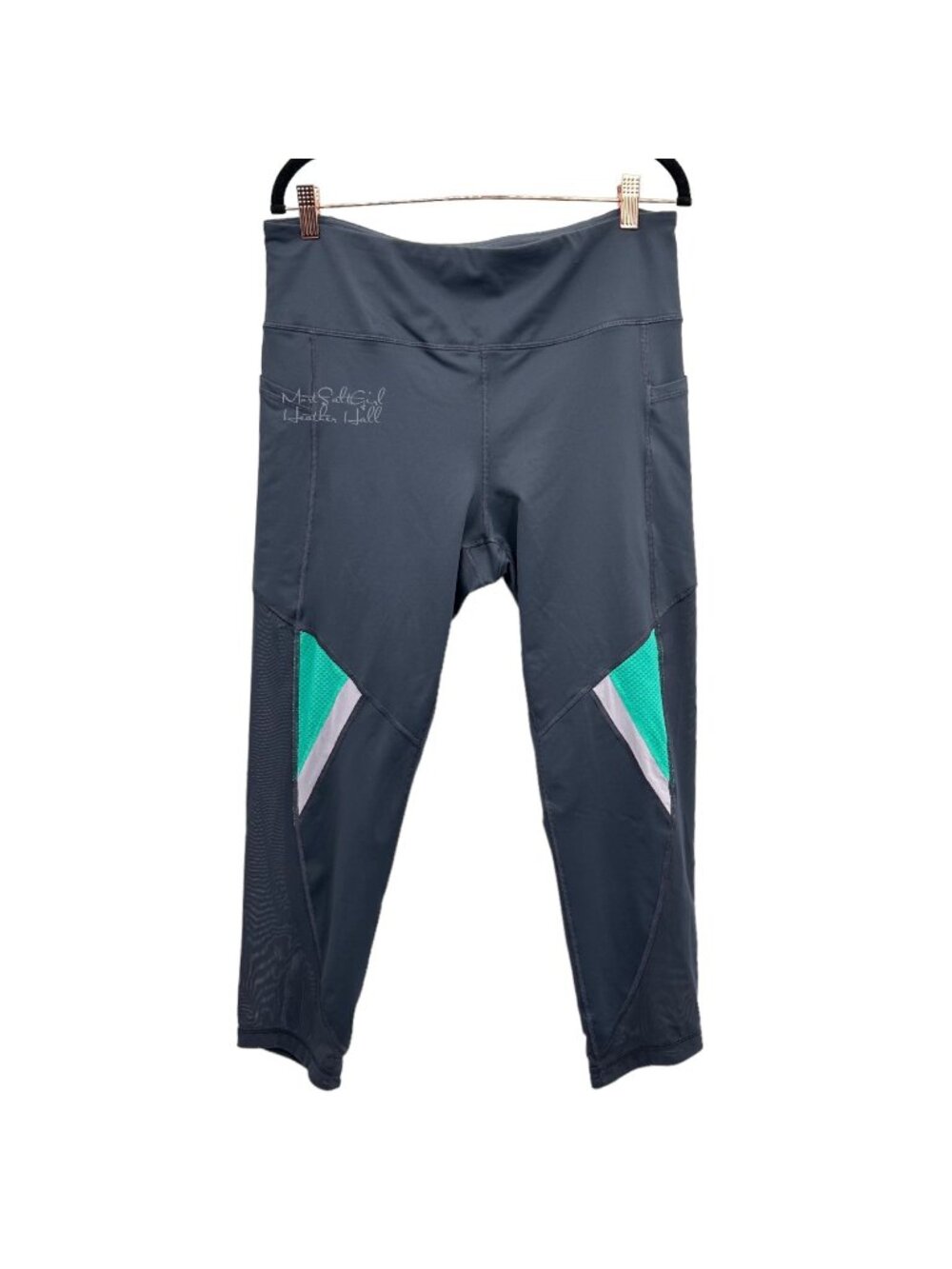 Fila Sport Gray & Teal Cropped Workout Leggings XXL